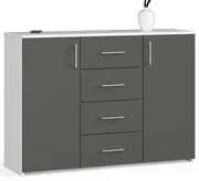 Komoda Kuerten (biela + grafit). Akcia -19%. Vlastná spoľahlivá doprava až k Vám domov. 1117247