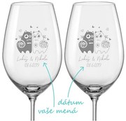 Svadobné poháre na víno Zamilované mačky, 2 ks