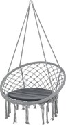 Outsunny Srdcový Závesný Relaxačný Vojas Ø60 cm s Potištením a Bavlneným Lanom pre Interiér a Exteriér 80x80x42 cm Šedá | Aosom