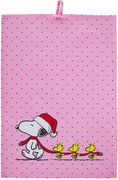 PEANUTS Utierka Snoopy s vianočnou čiapočkou - ružová