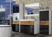 Kúpeľňový nábytok Belini čierny lesk / dub wotan + umývadlo + zrkadlo  ROD PM 5/0/W/BDW/0/ZW