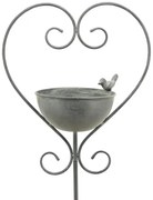 Zapichovacie napájadlo pre vtáky Heart, 138,4x33,7 cm, kov, sivá