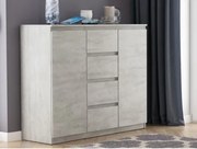 Široká komoda so 4 zásuvkami Carlos, šedý betón, 120 cm%