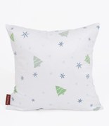 Vianočná obliečka na vankúšik Velvet 40 × 40 cm - Vločky a stromčeky biely