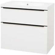 Mereo Mereo, Mailo, kúpeľňová skrinka s umývadlom z liateho mramoru 81 cm, čierne madlo, MER-CN541MB