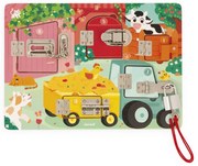 Drevená motorická hra so zámkami - Farma