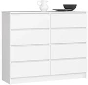 Komoda Kuba 120 cm 8 zásuviek biela
