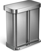 Pedálový odpadkový kôš na triedený odpad z nerezovej ocele 58 l Dual - simplehuman