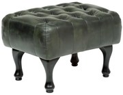 furniture-nabytek.cz - Masívna taburetka Chesterfield Pittsfield z pravej kože, zelená – 60×45×42 cm