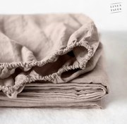 Svetlohnedá ľanová elastická plachta Linen Tales, 180 x 200 cm