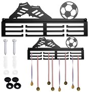 Nástenný vešiak na medaily LOPTA čierny