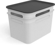 Úložný box s rúčkami BRISEN 7l, 26x18x21cm, biely S vekom / Bez veka: S vekom