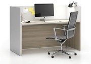 Kancelárska zostava single s paravánom SEGMENT, rovná, dub prírodný/biela