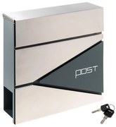 Garthen 77264 Poštová schránka s priehradkou na noviny, strieborná,2 kľúče