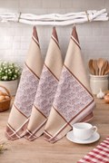 Luxusné kuchynské utierky béžové listy egyptská bavlna 50x70 cm set 3 ks