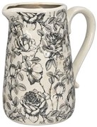 Krémový keramický džbán s čiernymi ružami Rossa L - 21*14*23 cm