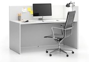 PLAN Kancelárska zostava single s paravánom SEGMENT, pravá, biela/biela