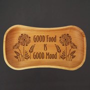 AMADEA Drevený servírovací podnos s textom a motívom kvetín, masívne drevo, 30 cm