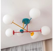 Prisadený luster MOON 6xE27/15W/230V tyrkysová/žltá/červená