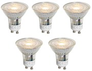 Sada 5 čírych LED žiaroviek GU10 50mm 1W 80 lm 2200K
