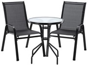 Balkónový set: 2 Stoličky a stolík - čierny