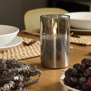 DECOLED LED svíčka ve skle, 7,5 x 12,5 cm, šedá