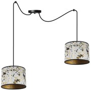 Závesné svietidlo Werona Spider 5, 2x sivé textilné tienidlo so vzorom, g