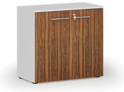 Kancelárska skriňa s dverami PRIMO WHITE, 800 x 420 x 740 mm, biela/orech
