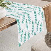 Biante Teflónový behúň na stôl TF-089 Tyrkysové listy eukalyptu na bielom 20x120 cm