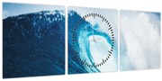 Obraz - Vlna oceánu (s hodinami) (90x30 cm)