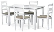 Jedálenský set z masívneho dreva so 4 stoličkami,120 x 75 x 75 cm, biely