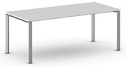 Rokovací kancelársky stôl PRIMO INFINITY, 200x90 cm, sivostrieborná podnož, biela