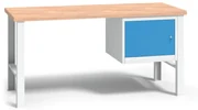 Výškovo nastaviteľný pracovný stôl do dielne WL so závesnou skrinkou na náradie, buková škárovka, 1700 x 685 x 840 - 1050 mm