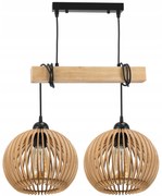 BERGE Závesné stropné svietidlo LED drevený trám 2xE27 Dense Ball Luster Luca