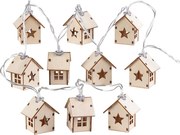 Svetelná reťaz s drevenými domčekmi