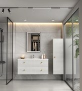 Erga Samira, LED zrkadlo 50x70cm v čiernom ráme, 1840 lm, 3 farby svetla, predné/zadné osvetlenie, ERG-V01-SAMIRA-5070-BK