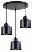 Závesné svietidlo Panta, 3x čierne kovové tienidlo, (výber z 2 farieb uchytenia), o