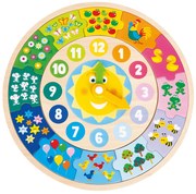 Drevené hodiny + puzzle