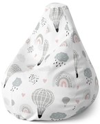 Sedací vak Pear maľované teplovzdušné balóny - detský, farebná