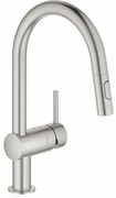 Drezová batéria GROHE Minta s vyťahovacou sprškou supersteel 32321DC2