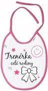 Baby Nellys Nepremokavý podbradník Trenérka celé rodiny, 24 x 27 cm - ružový