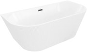 Mexen Oris, voľne stojaca ryhovaná vaňa 150 x 75 cm, biela lesklá, čierny matný prepad, 52871507500-70