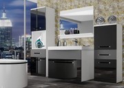 Kúpeľňový nábytok Belini čierny lesk / šedý mat + umývadlo + zrkadlo  ROD PM 5/0/W/BSR/0/ZW