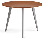 Konferenčný stôl PRIMO VIBE, priemer 100 cm, sivostrieborná podnož, čerešňa