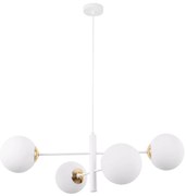 Závesne svietidlo Florence, 4x biele sklenené tienidlo, W/G