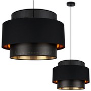Závesné svietidlo Asti, 1x PVC/čierne textilné tienidlo, (fi 45cm), g/c