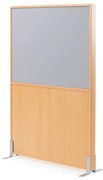 Akustický paraván DUO, 1000 x 1500 mm, šedá / buk