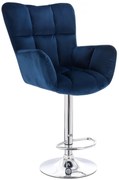 LuxuryForm DESIGN Barové kreslo AURORA VELUR na striebornom tanieri - modré