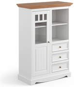 PROXIMA.store - Rustikálna masívna vitrína 1s.3 - BELLUNO ELEGANTE FARBA: biela - dub