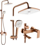 Rea Storm, vaňová/sprchová súprava s dažďovou hlavovou sprchou a ručnou sprchovou hlavicou, medená matná, REA-P3000